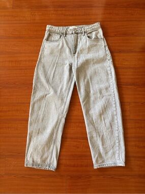 Mango High-Rise Wise Leg Jeans — Light Gray